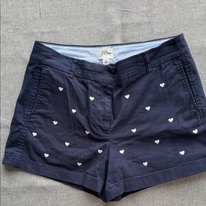 J. Crew Dark Blue Heart Pattern Women's Shorts